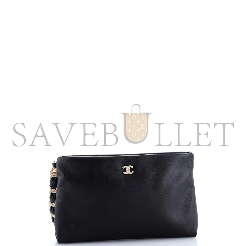 CHANEL CRYSTAL CC HANDLE WRISTLET POUCH LAMBSKIN AP4281 (24.5*16*2.5cm)